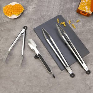Stainless steel food tong with anti slip handle SR-FT0021