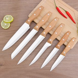 Wood handle kitchen knife set SR-KN0043