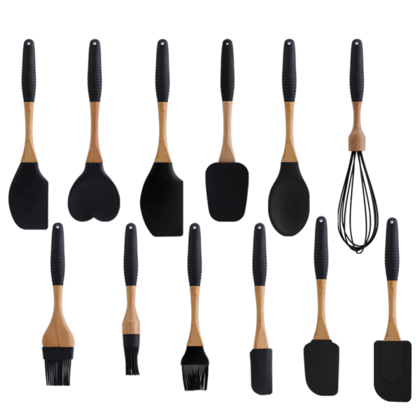 Silicone brush and spatula with Wood Handle SR-SK0040 - Image 2