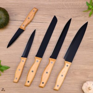 Stainless steel black blade knife set SR-KN0050