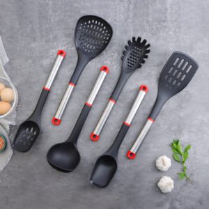 Nylon Kitchen Utensil set with stainless steel handle SR-NK0007