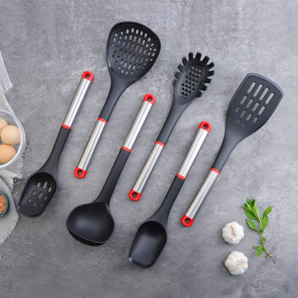 Nylon Kitchen Utensil set with stainless steel handle SR-NK0007